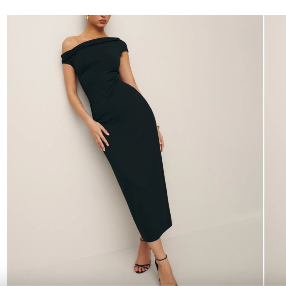 NWT Reformation Jaman Midi Dress Black Size Small